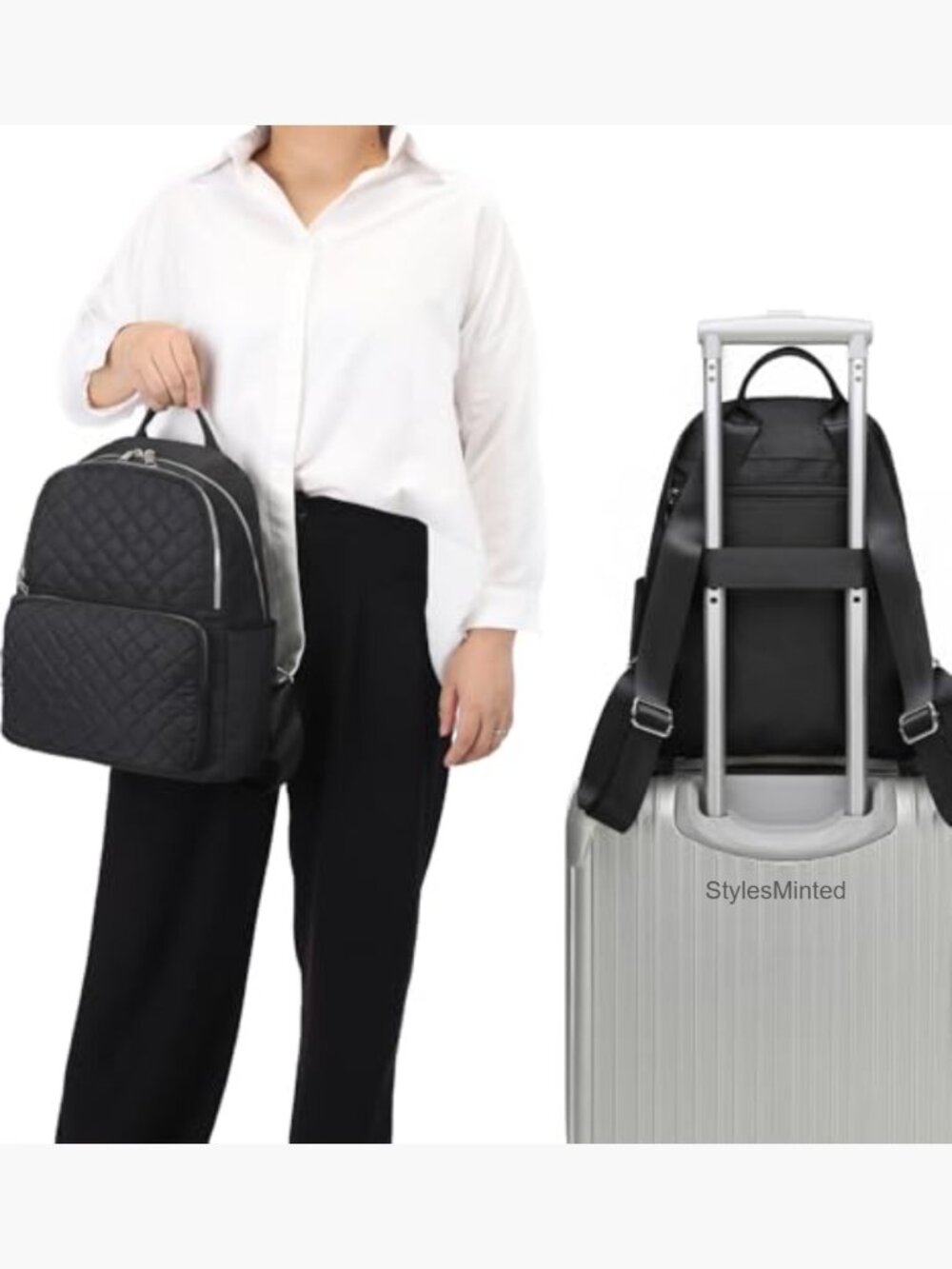 Women's Nylon Travel Backpack, Large Daypack with Multiple Pockets - Picture 6 of 7